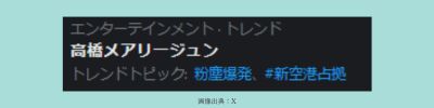 Xのトレンド「高橋メアリージュン」